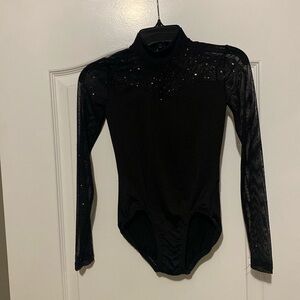 Black Lycra Leotard with Black Sequins